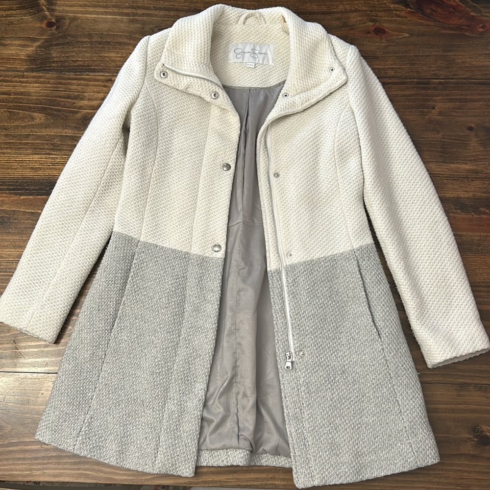 Jessica Simpson long wool Peacoat cream/grey